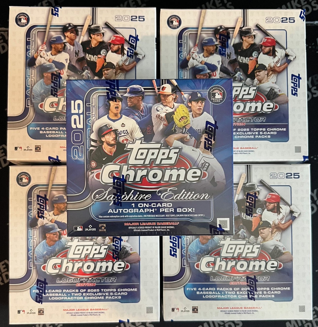 2025 Topps Chrome Sapphire & Logofractor Baseball (5) Box Mixer - Pick Your Team