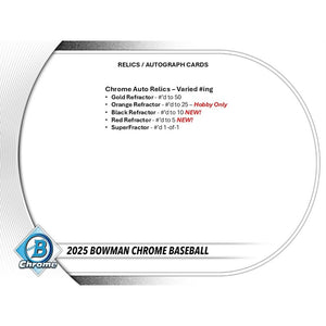 2025 Bowman Chrome Hobby (6) Box 1/2 Case Break #5 - Pick Your Team